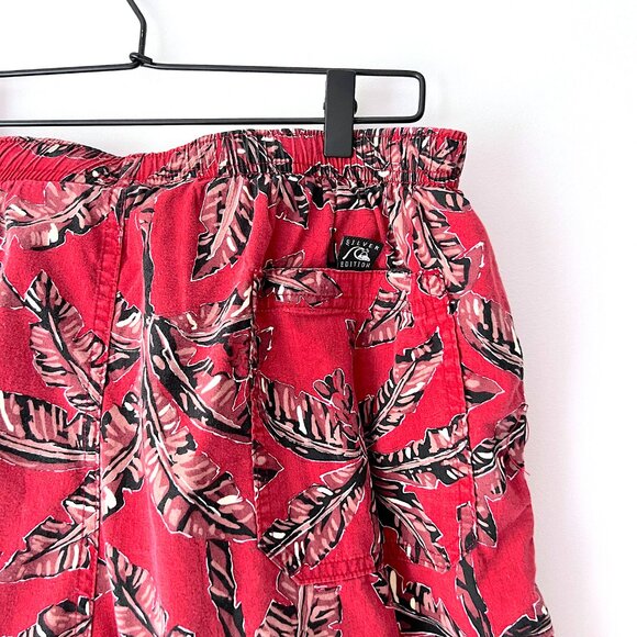 Vintage Style Quiksilver Red Palm Print Cotton Swim Trunks XL - Picture 3 of 9